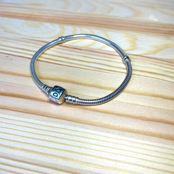 GENUINE PANDORA Sterling Silver Bracelet Charms Snake Chain 7”